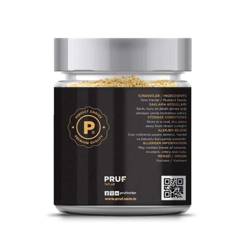 Pruf Hardal Tane / Mustard Seeds 215 gr. Sağlıklı Cam Kavanoz