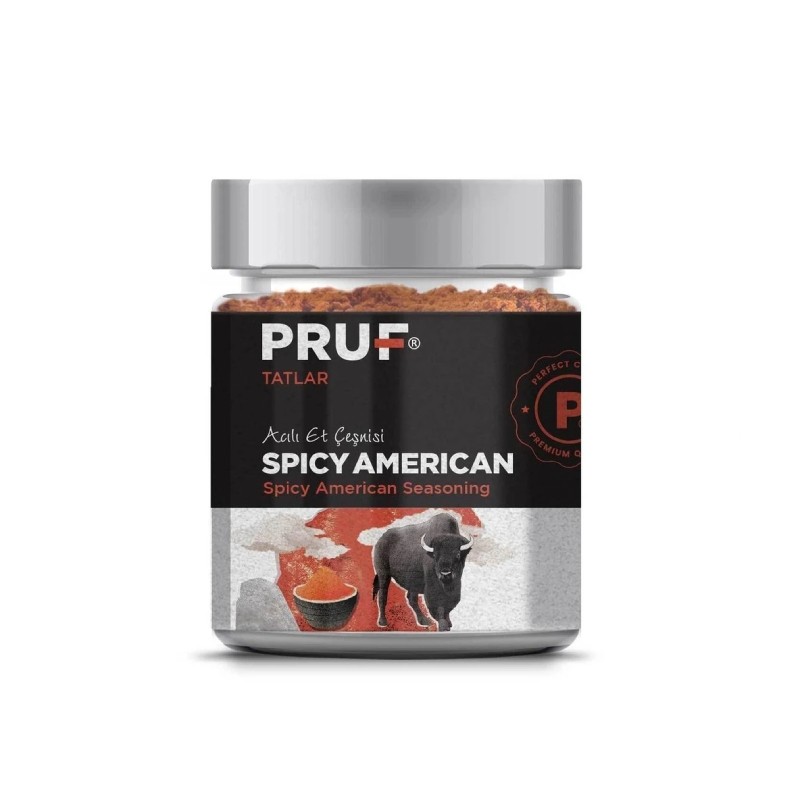 Pruf Spicy American Et Çeşnisi / Spicy American Seasoning 160 Gr. Sağlıklı Cam Şişe