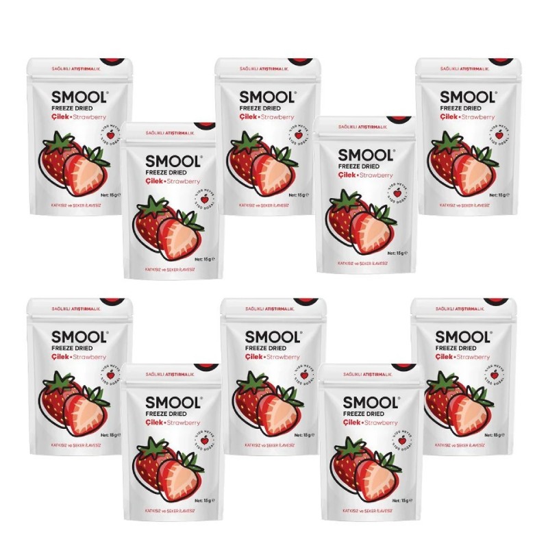 Smool Freeze Dried Fruit Strawberry Pack Of 10-çilek 10lu Paket (15 GRX10) Kurutulmuş -freeze Dry