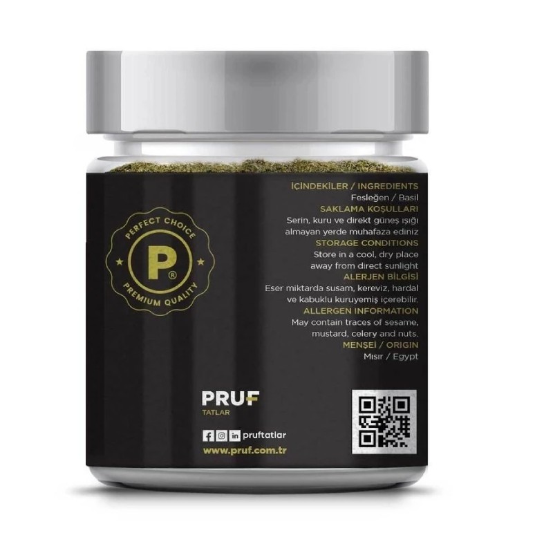 Pruf Fesleğen / Basil 75 Gr. Sağlıklı Cam Kavanoz