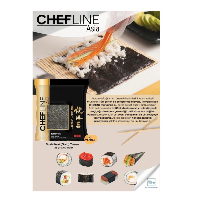 Chefline Asia Sushi Nori (Gold) Yosun (50 Yaprak) 125 gr