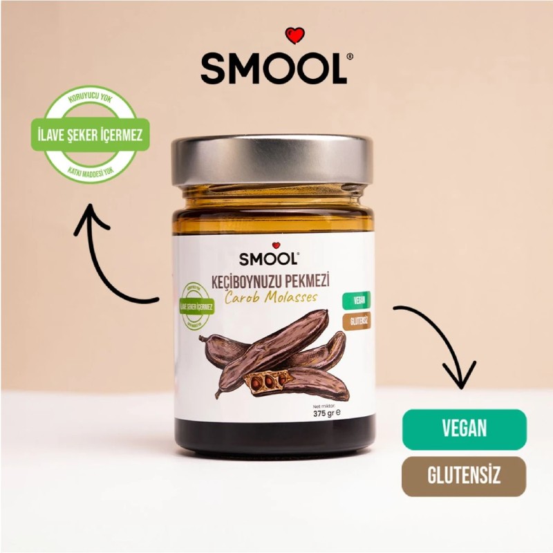 Smool Keçiboynuzu Pekmezi (Harnup Pekmezi) 375 Gr, %100 Doğal, Katkısız, İlave Şekersiz, Carob Molasses