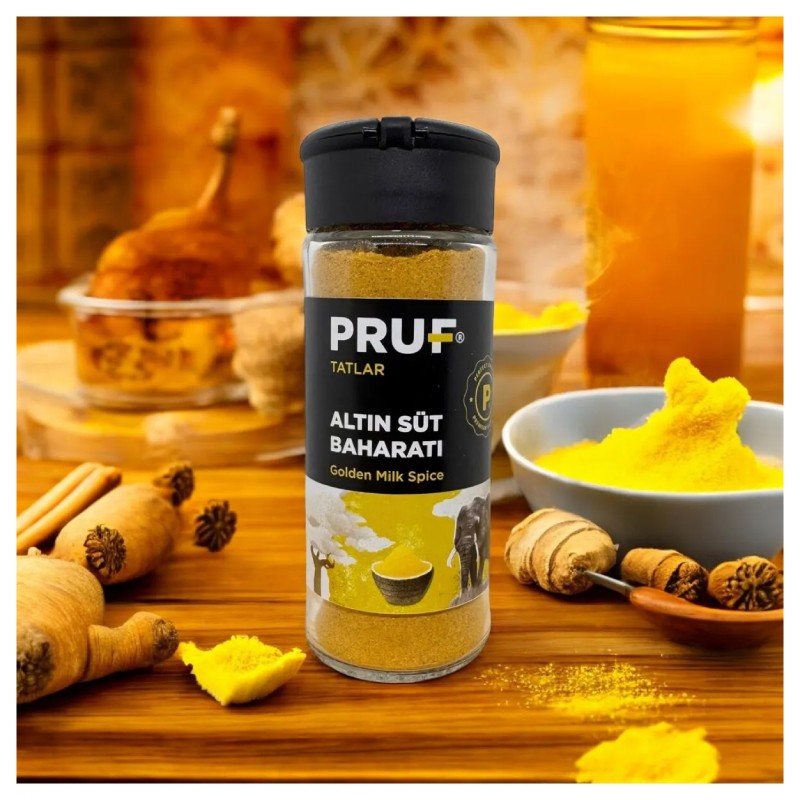 Pruf Altın Süt Baharatı (Golden Milk Spice) 45 gr. Cam Şişe