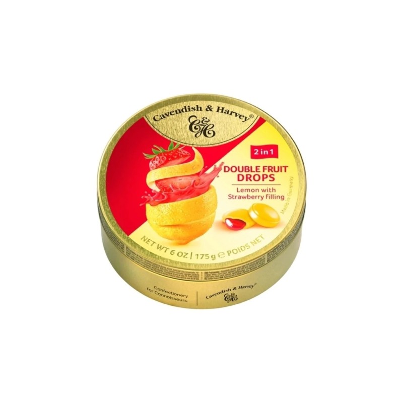 Cavendish & Harvey Çilek Dolgulu Limon Aromalı Şeker, Iki Kat Lezzet Keyfi, 175 G