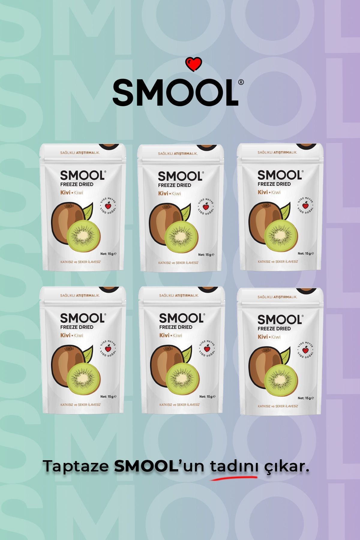 Smool Freeze Dried Kivi 6 Li Paket (15 GRX6) Dondurularak Kurutulmuş Kivi - Freeze Dry Kiwi