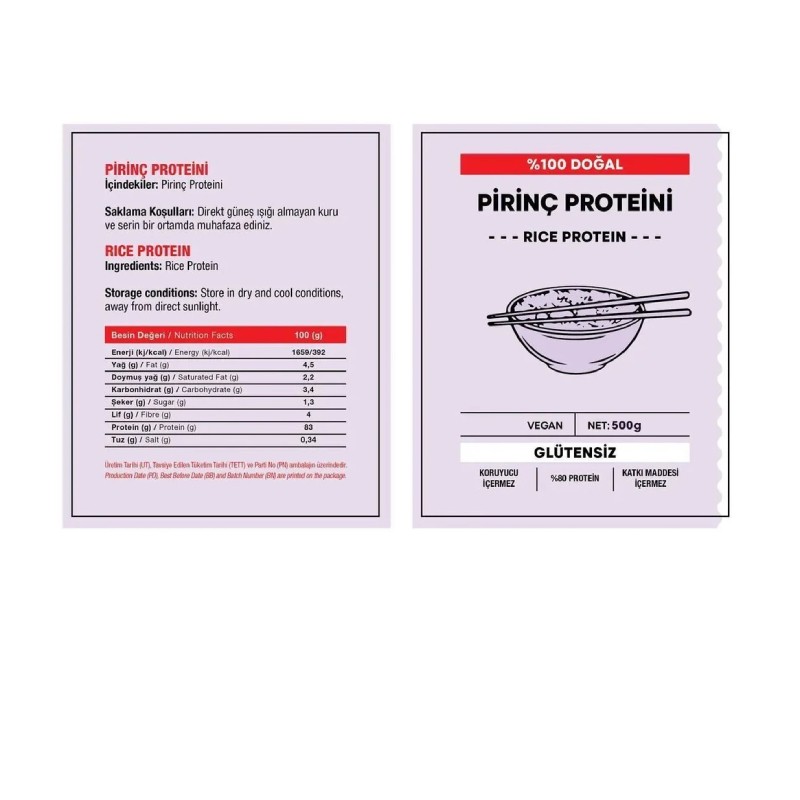 Smool Pirinç Proteini 500 gr , %80 Protein Kaynağı, Vegan, Glütensiz, Katkısız, Bitkisel Protein