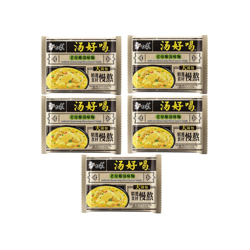 Baixiang Tavuk Çorba Aromalı Hazır Erişte ( Chicken Soup Flavor Instant Noodle) - 111g X 5 Adet