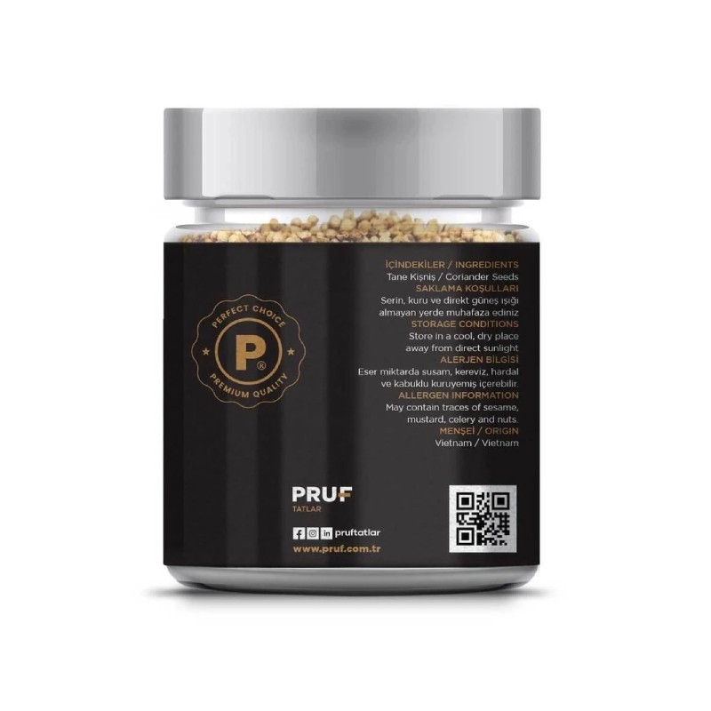 Pruf Kişniş Tane / Corriander Seeds 80 Gr. Sağlıklı Cam Kavanoz