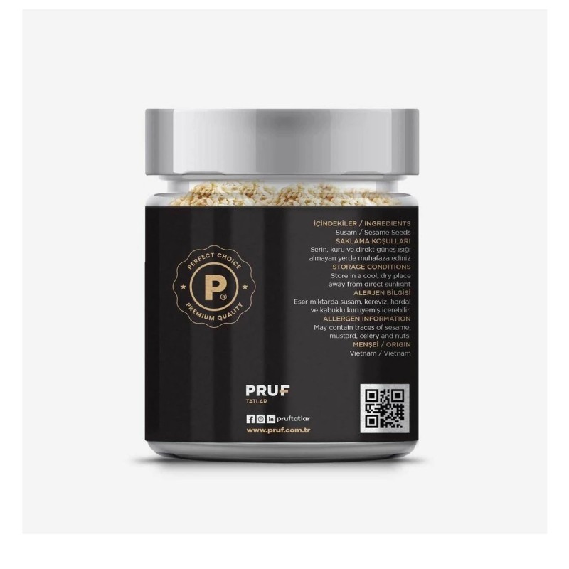 Pruf Susam / Sesame Seeds 175 Gr. Sağlıklı Cam Kavanoz