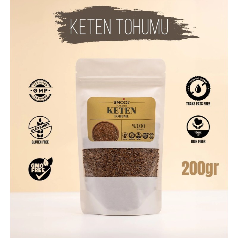 Smool Keten Tohumu 200 gr - Flax Seed 200 gr - Glütensiz-Gluten Free-Doğal-Natural