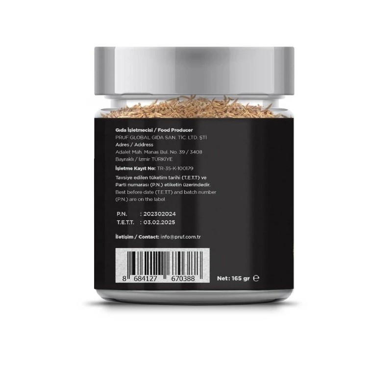 Pruf Kimyon Tane / Cumin Seeds 140 Gr. Sağlıklı Cam Kavanoz
