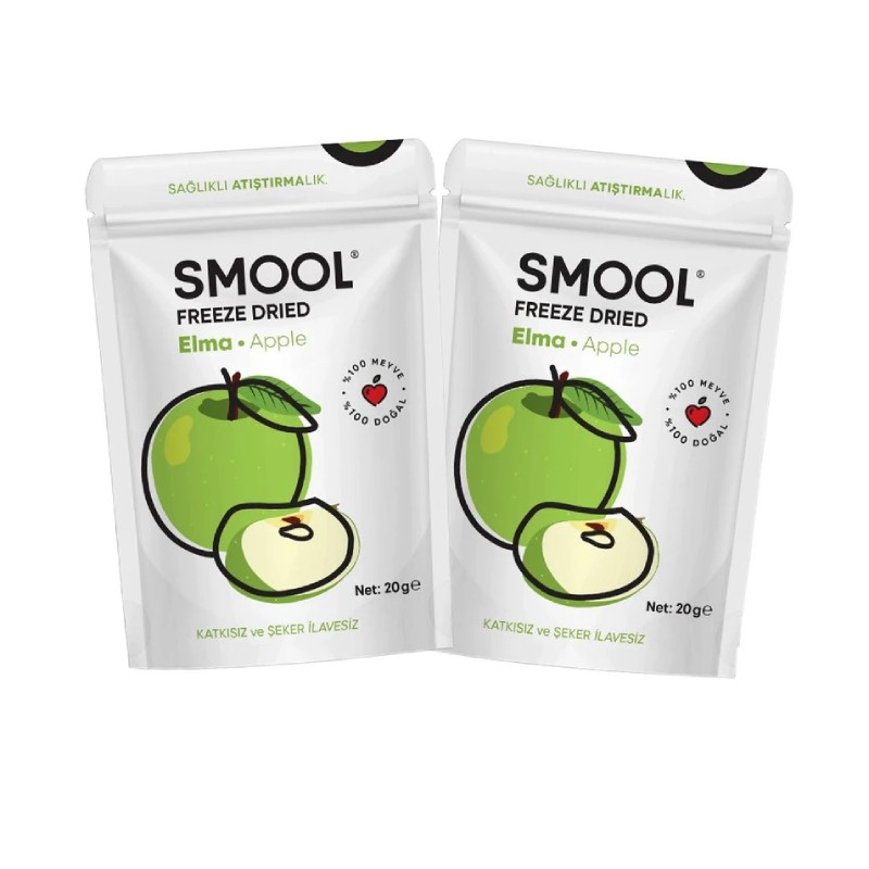 Smool Freeze Drıed Apple Pack Of 2 - 2 Li Elma Paketi (DONDURULARAK KURUTULMUŞ) 20grx2 Freeze Dry