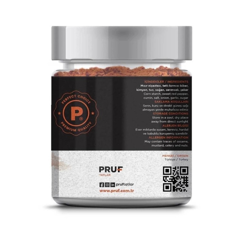 Pruf Fajita Baharatı / Fajita Çeşnisi / Fajita Seasoning 145 Gr. Sağlıklı Cam Kavanoz