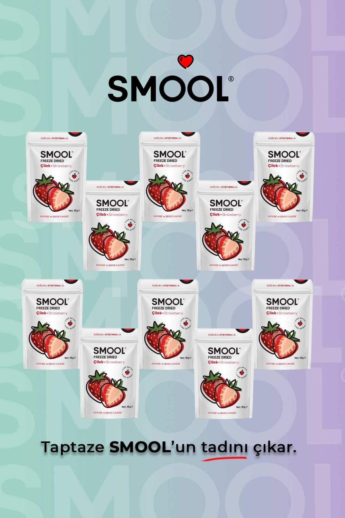 Smool Freeze Dried Fruit Strawberry Pack Of 10-çilek 10lu Paket (15 GRX10) Kurutulmuş -freeze Dry