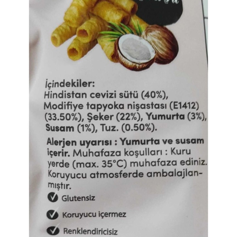 Thai Coco Glutensiz Hindistan Cevizi Kraker Ruloları 140 gr