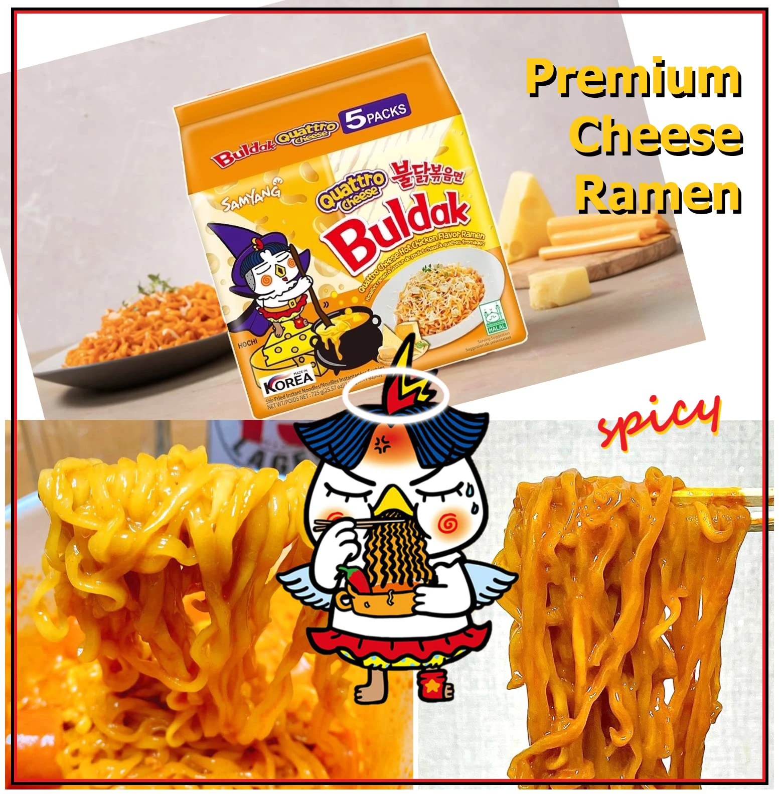 SAMYANG Buldak Quattro Cheese Ramen Noodle 130 gr X5 ADET