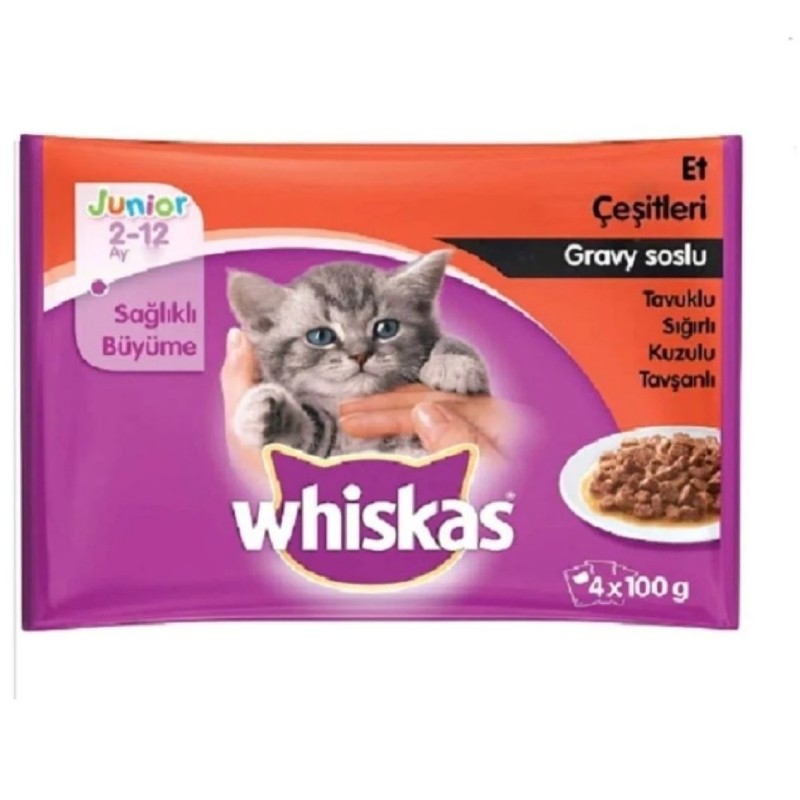 Whiskas Klasik Seçenek Etli Yavru Kedi 4 Lü Pouch Mama X 5 Paket