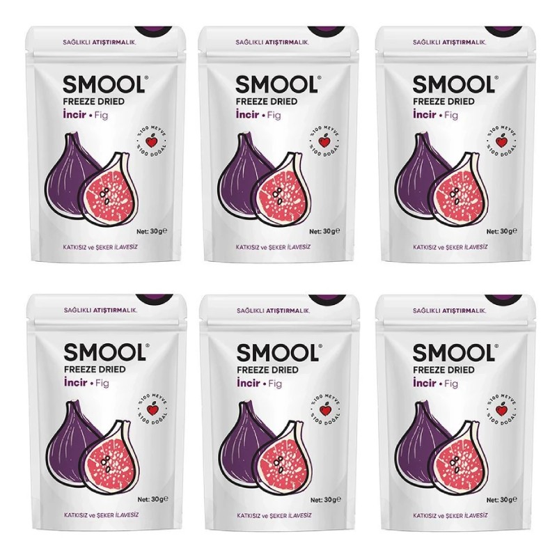 Smool Freeze Drıed Siyah Incir 6 Lı Paket (30GRX6) Dondurularak Kurutulmuş Siyah Incir - Freeze Dry Fig