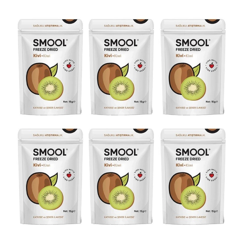 Smool Freeze Dried Kivi 6 Li Paket (15 GRX6) Dondurularak Kurutulmuş Kivi - Freeze Dry Kiwi