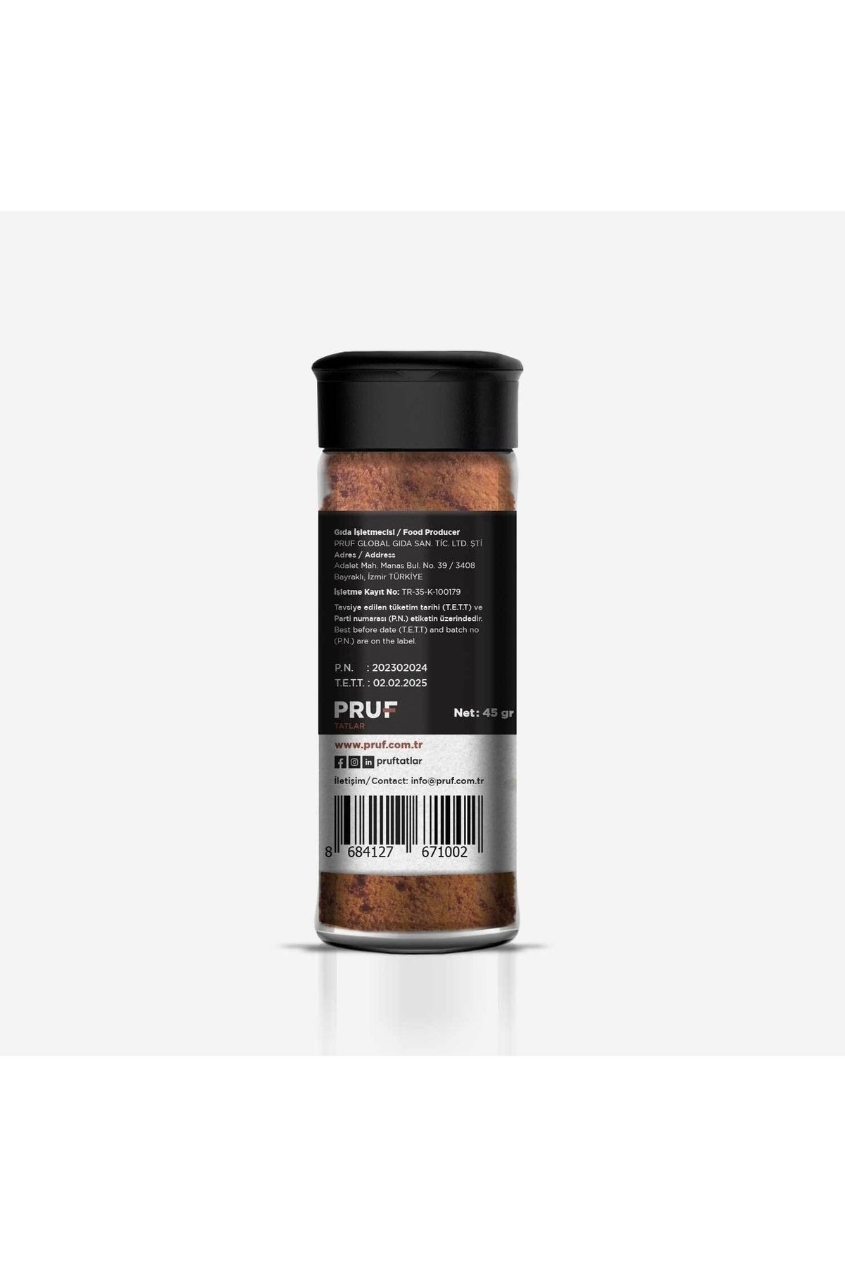 Pruf Taco Baharatı /taco Çeşnisi / Taco Seasoning 45 Gr. Sağlıklı Cam Şişe