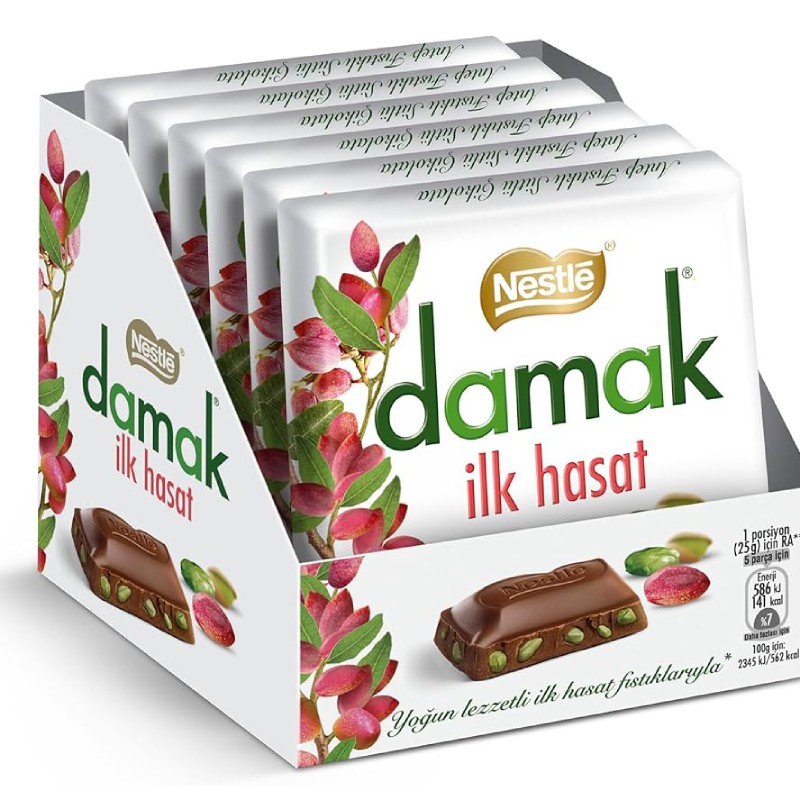 Nestle Damak Ilk Hasat Antep Fıstıklı Sütlü Çikolata 60 Gr 6'lı Paket