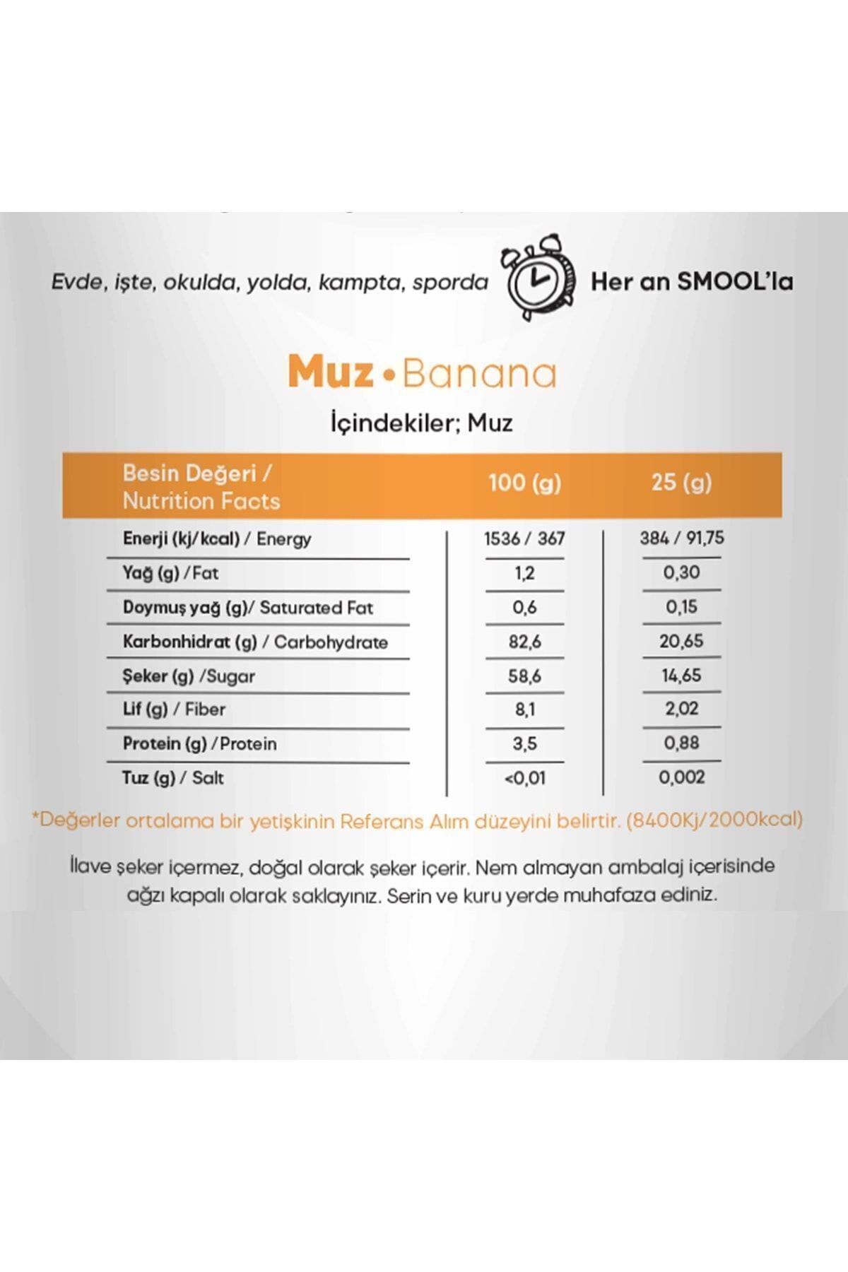 Smool Freeze Dried Muz (DONDURULARAK KURUTULMUŞ) 25gr Sağlıklı Atıştırmalık - Freeze Dry Banana