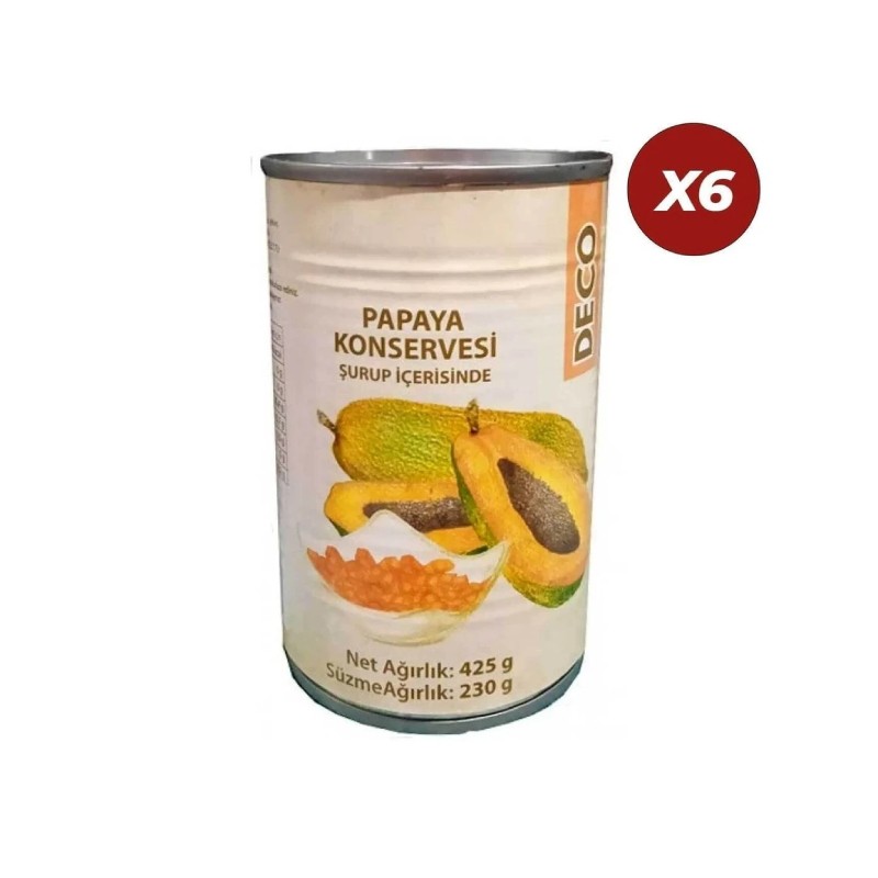 Deco Papaya Konservesi 425 Gr 6 Adet