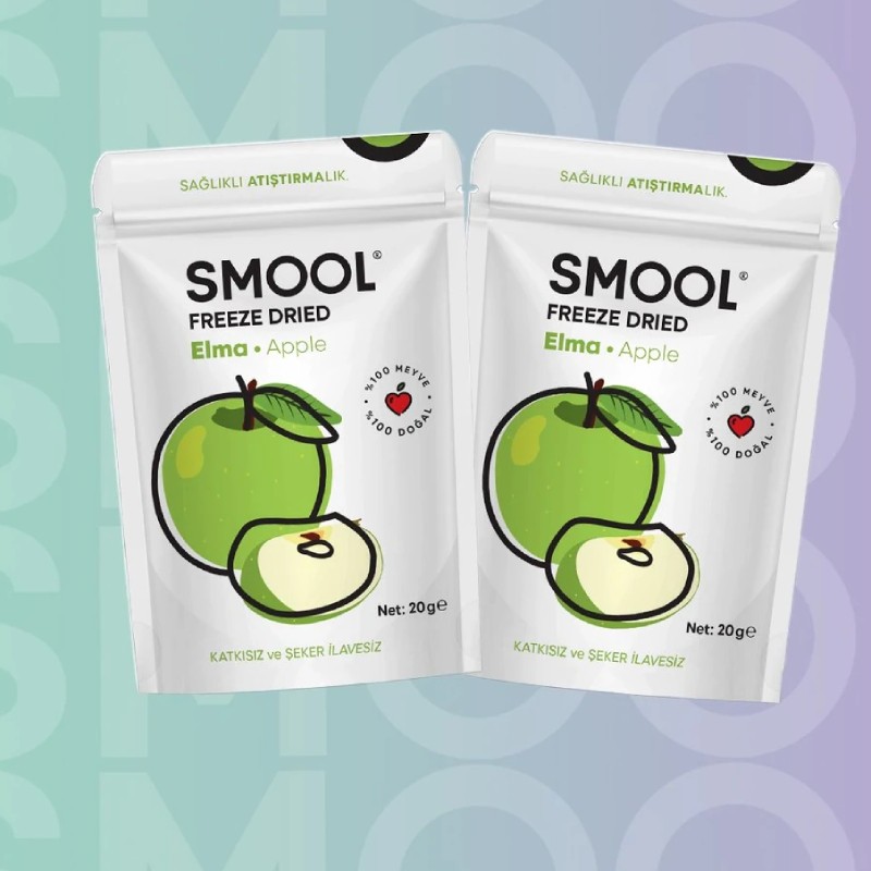 Smool Freeze Drıed Apple Pack Of 2 - 2 Li Elma Paketi (DONDURULARAK KURUTULMUŞ) 20grx2 Freeze Dry