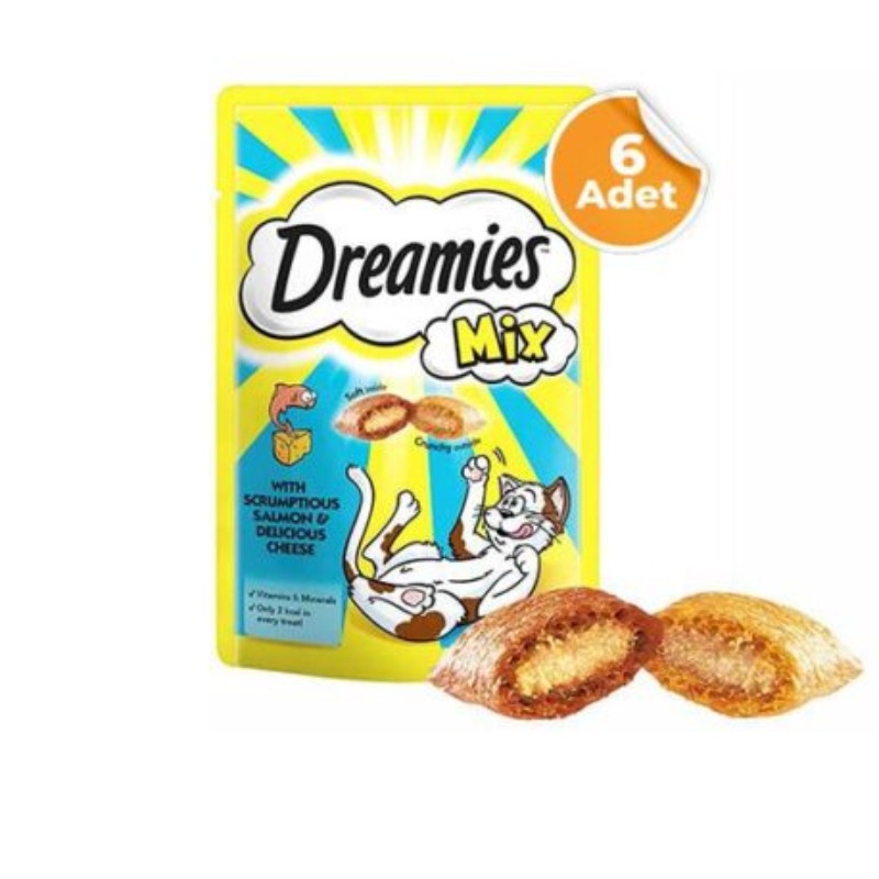 Dreamies Kedi Ödülü Mix Somonlu Peynirli 60 Gr X 6 Adet