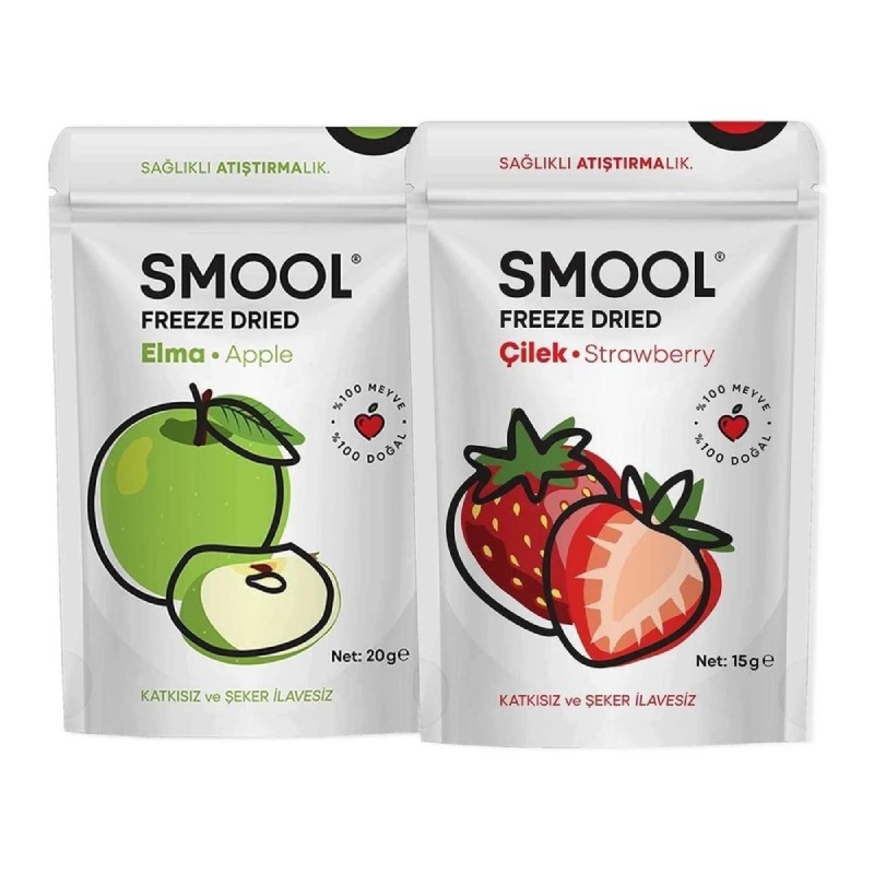 Smool Freeze Dried 2'li Set Çilek - Elma (DONDURULARAK KURUTULMUŞ) - Freeze Dry Set Of 2