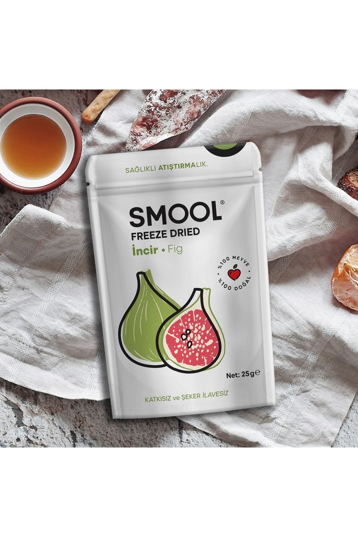 Smool Freeze Dried Yeşil Incir (DONDURULARAK KURUTULMUŞ) 25gr Sağlıklı Atıştırmalık - Freeze Dry Figs