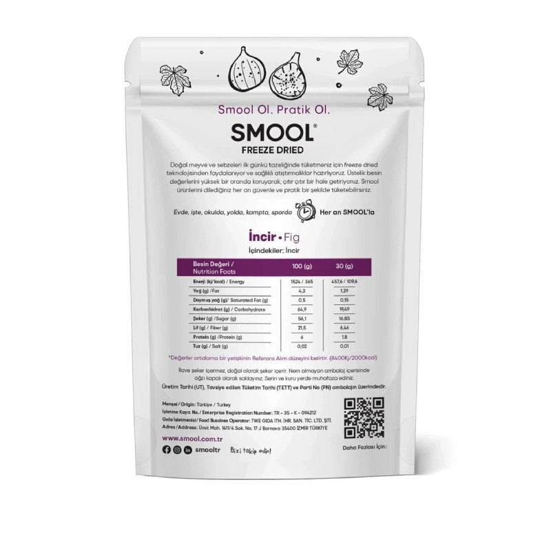 Smool Freeze Dried Siyah Incir (DONDURULARAK KURUTULMUŞ) 30gr Sağlıklı Atıştırmalık - Freeze Dry Figs