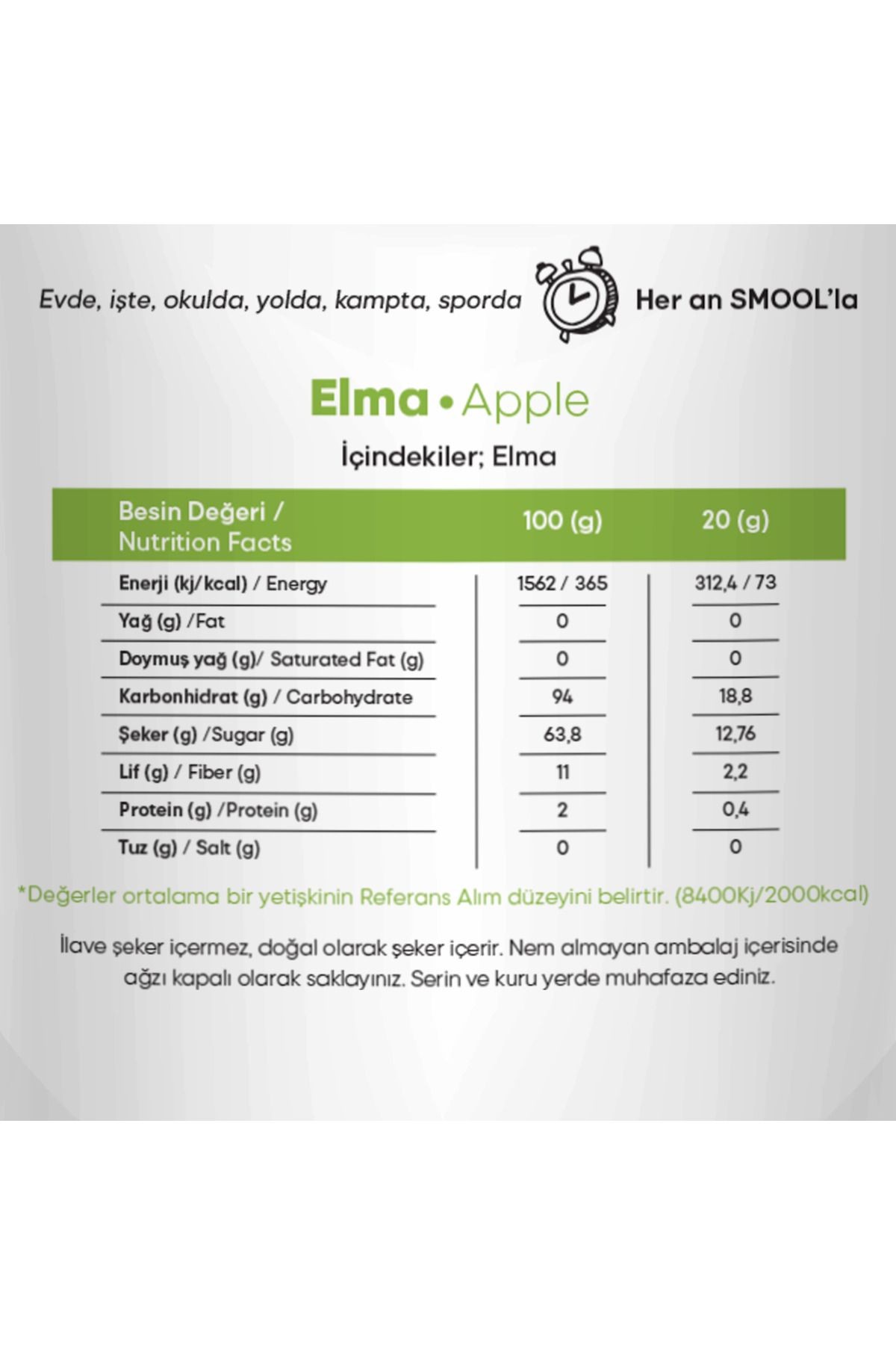 Smool Freeze Drıed Apple Pack Of 2 - 2 Li Elma Paketi (DONDURULARAK KURUTULMUŞ) 20grx2 Freeze Dry