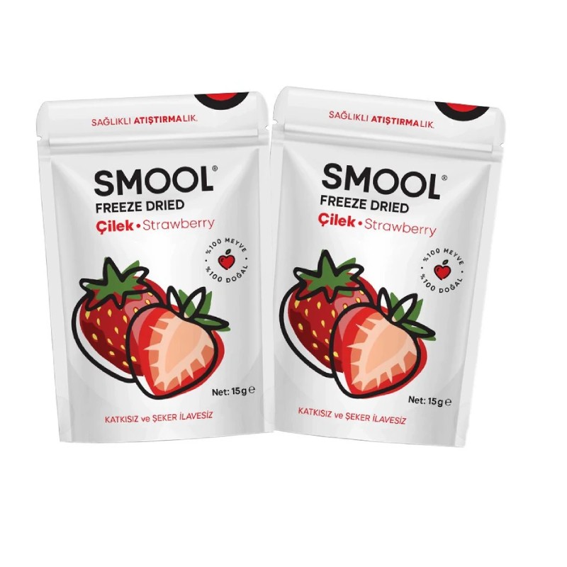 Smool Freeze Drıed Strawberry Pack Of 2 - 2 Li Çilek Paketi (15 GR X2) Freeze Dry Fruit