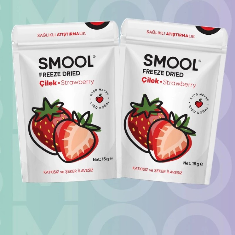 Smool Freeze Drıed Strawberry Pack Of 2 - 2 Li Çilek Paketi (15 GR X2) Freeze Dry Fruit