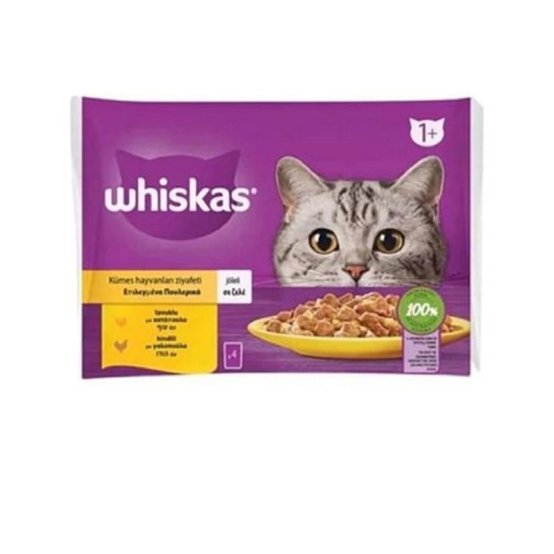 Whiskas Pouch Jöle Içinde Tavuklu Ve Hindili Yetişkin Kedi Konservesi 4x85 gr