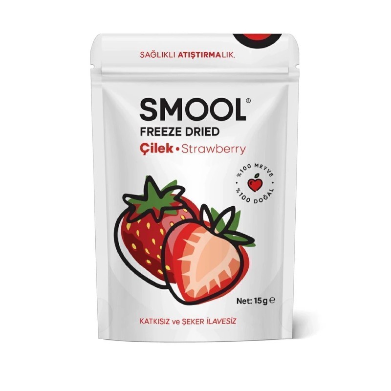 Smool Freeze Dried Çilek (DONDURULARAK KURUTULMUŞ) 15gr Sağlıklı Atıştırmalık - Freeze Dry Strawberry