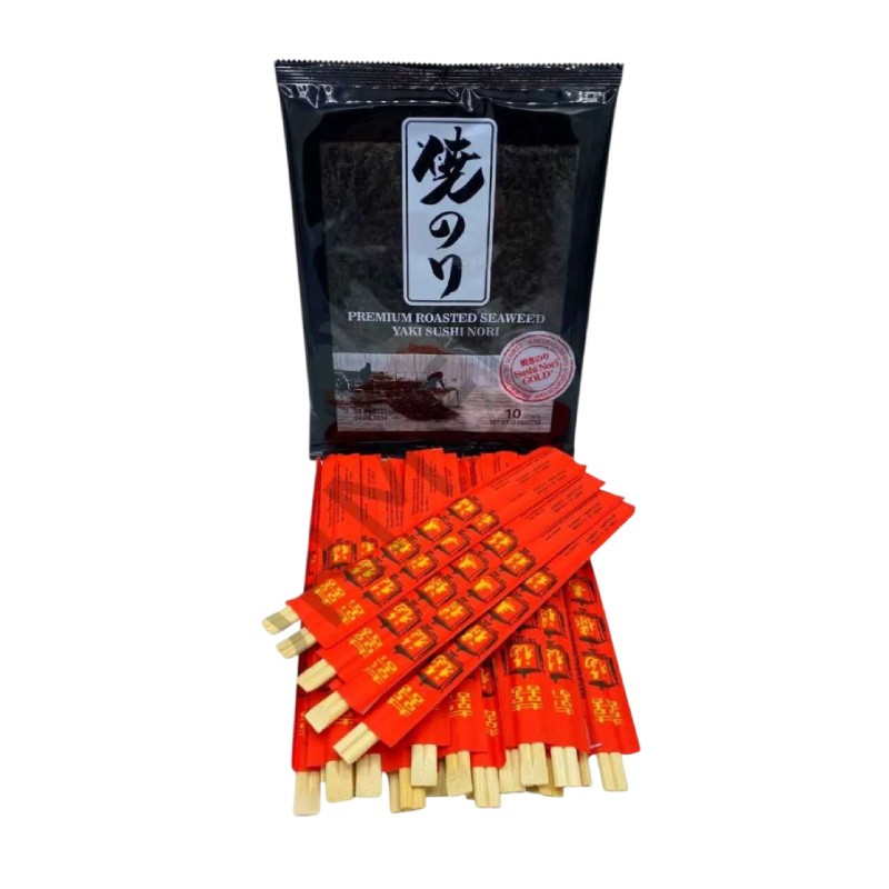 Sea Food Sushi Yosunu Yaki Sushi Nori Gold Premium 10 Yaprak + Chopstick 25 Çift