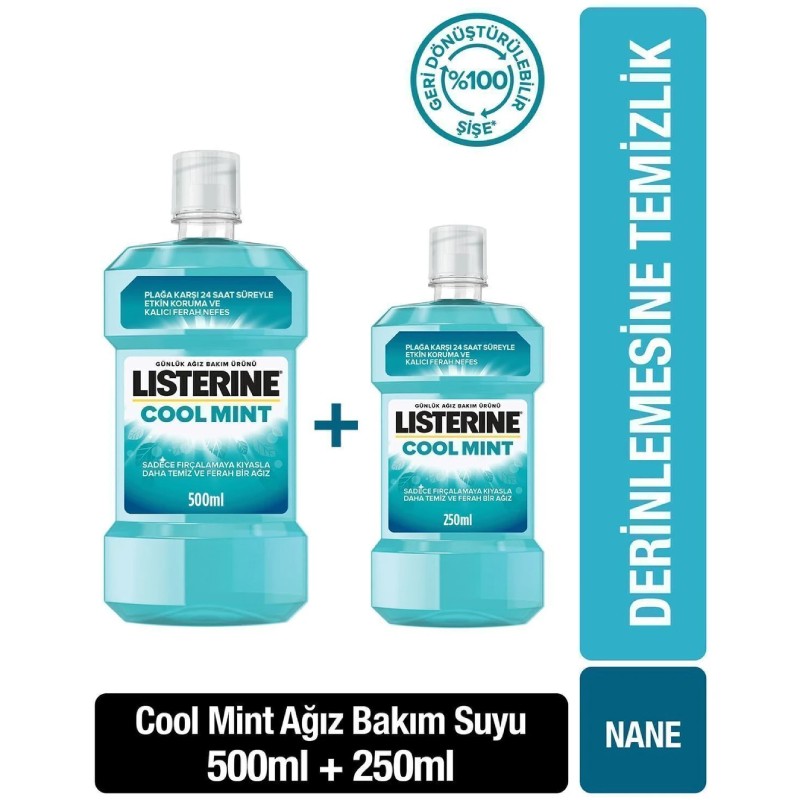 Listerine Cool Mint Ağız Bakım Suyu 500+250 ml