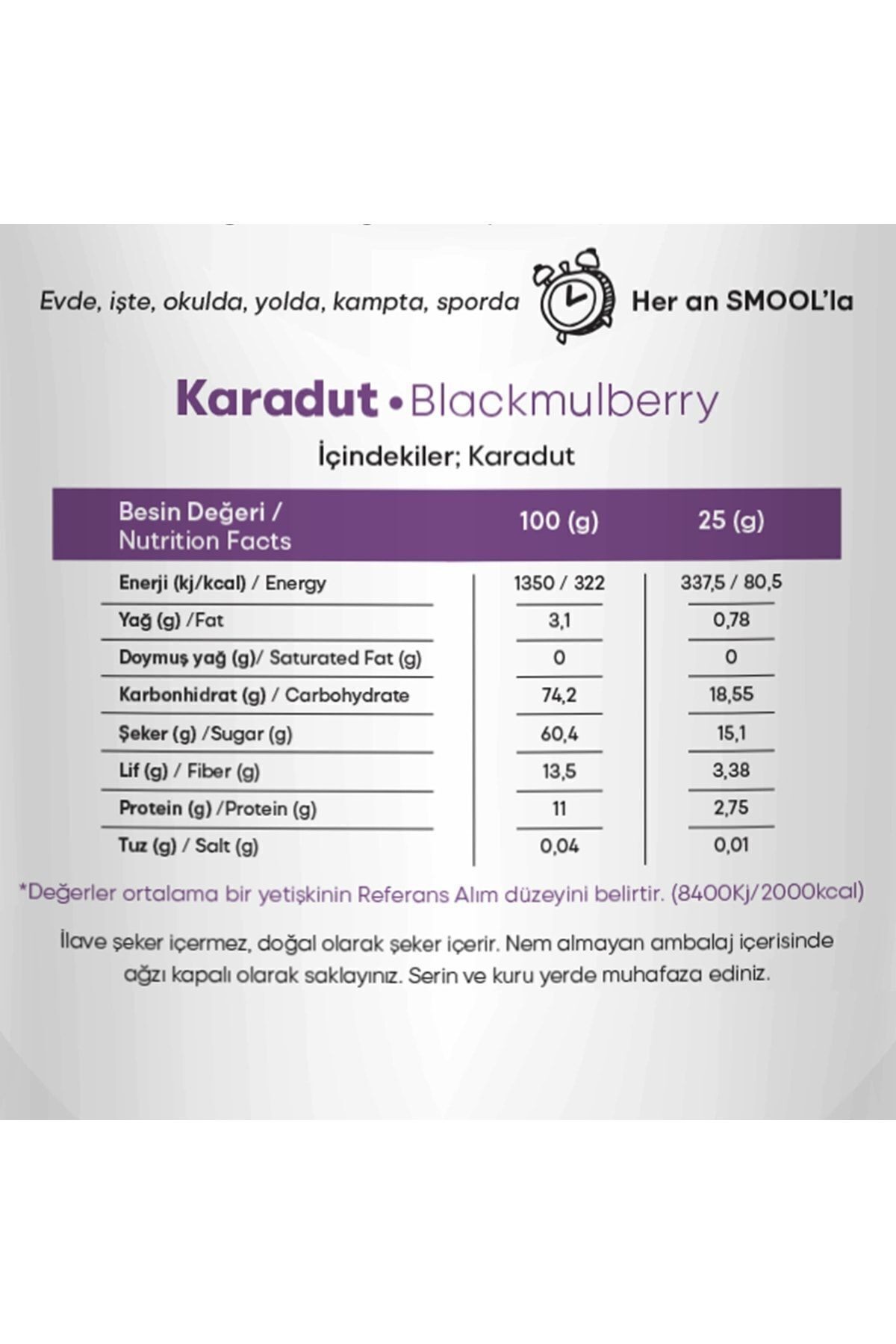 Smool Freeze Dried Karadut (DONDURULARAK KURUTULMUŞ) 25 gr Sağlıklı Atıştırmalık Freeze Dry Blackmulberry