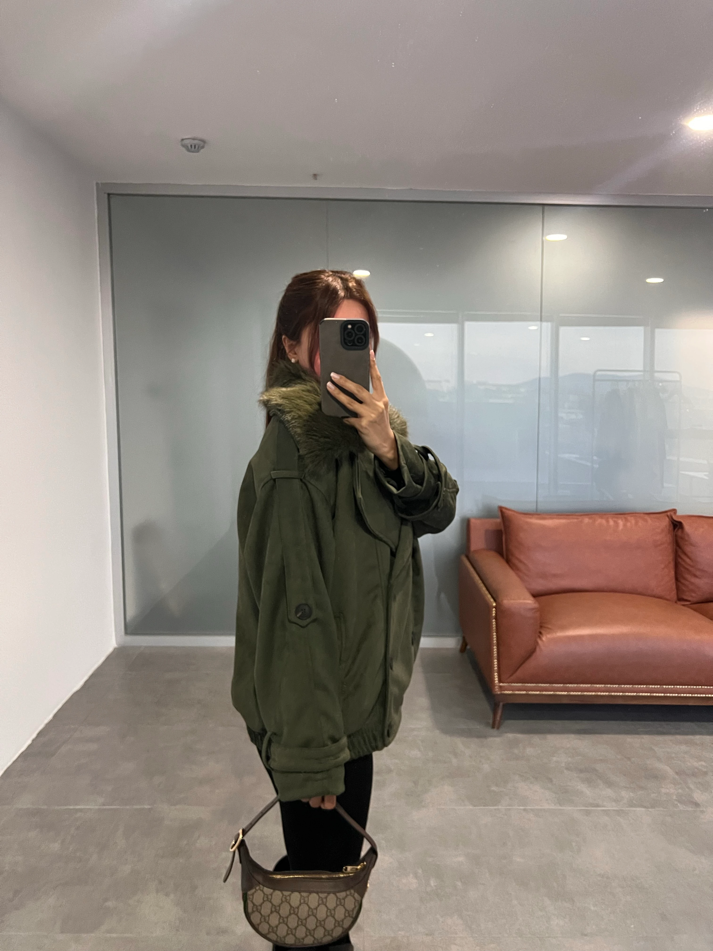 KÜRK YAKA SÜET CEKET - HAKİ