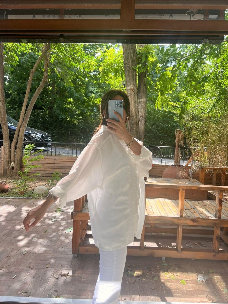 Beyaz Modal Gömlek
