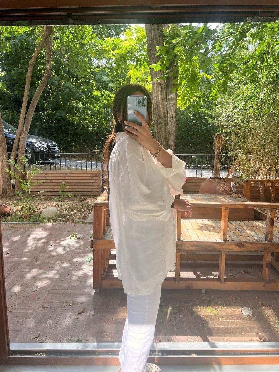Beyaz Modal Gömlek