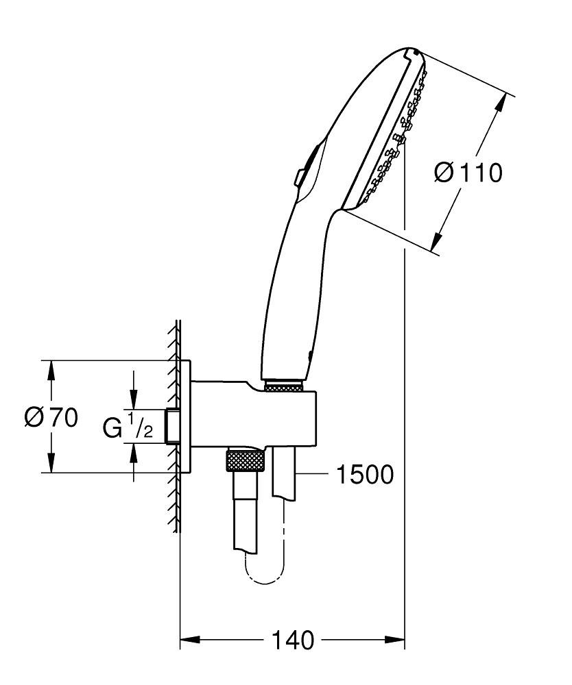 Grohe Tempesta 110 Su Çıkış Dirsekli El Duşu Seti 2 Akışlı Rain,Jet - 26921003
