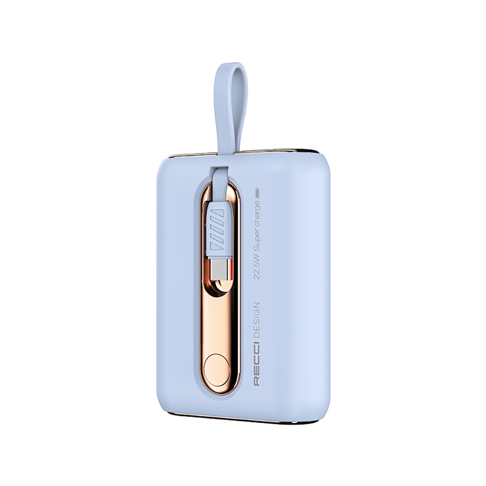 Recci RPB-P12C PD 20W Askı İpli Hızlı Şarj Özellikli Type-C Kablolu Powerbank 22.5W 10.000mAh