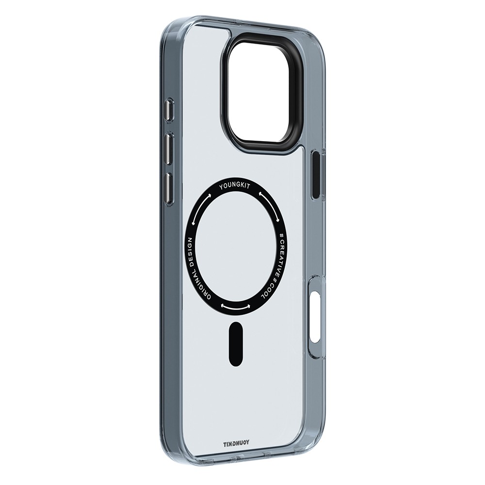 Apple iPhone 16 Pro Max Kılıf M-safe Şarj Özellikli Cam Arka Yüzey TPU Youngkit Gemstone Clear Serisi Kapak