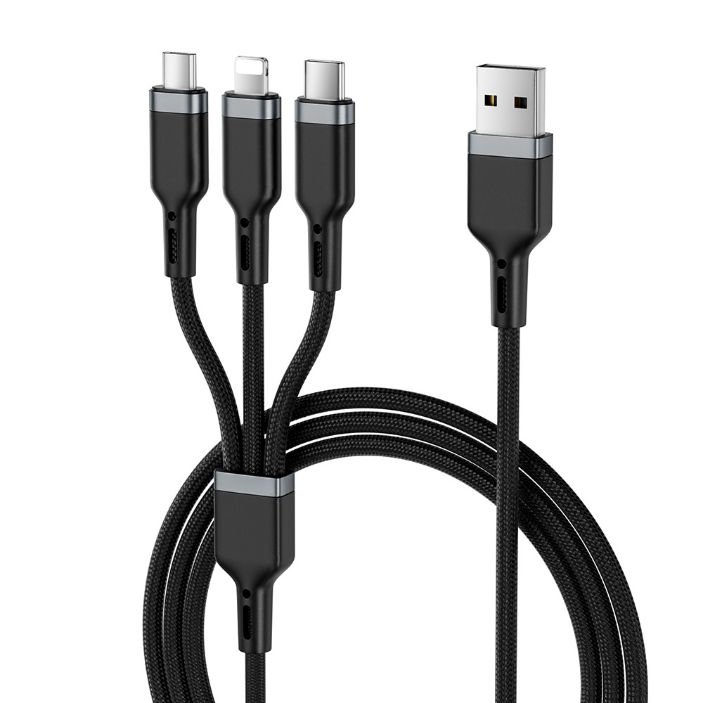 Wiwu Wi-C014 Platinum Serisi 3in1 USB-A to Lightning – Type-C – Micro Şarj ve Data Kablosu 3.1A 1.2m