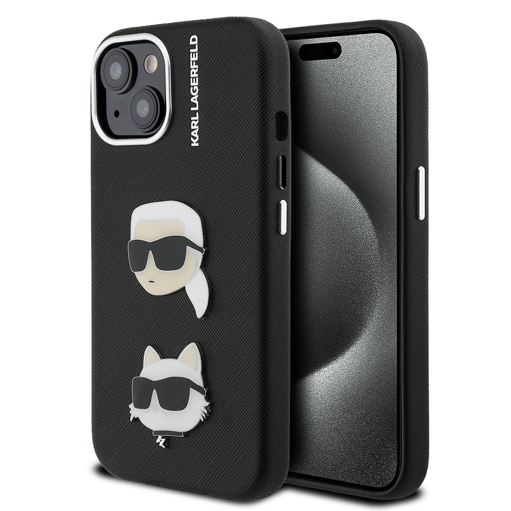 Apple iPhone 15 Kılıf Karl Lagerfeld Orjinal Lisanslı K&C Heads Pin Kapak