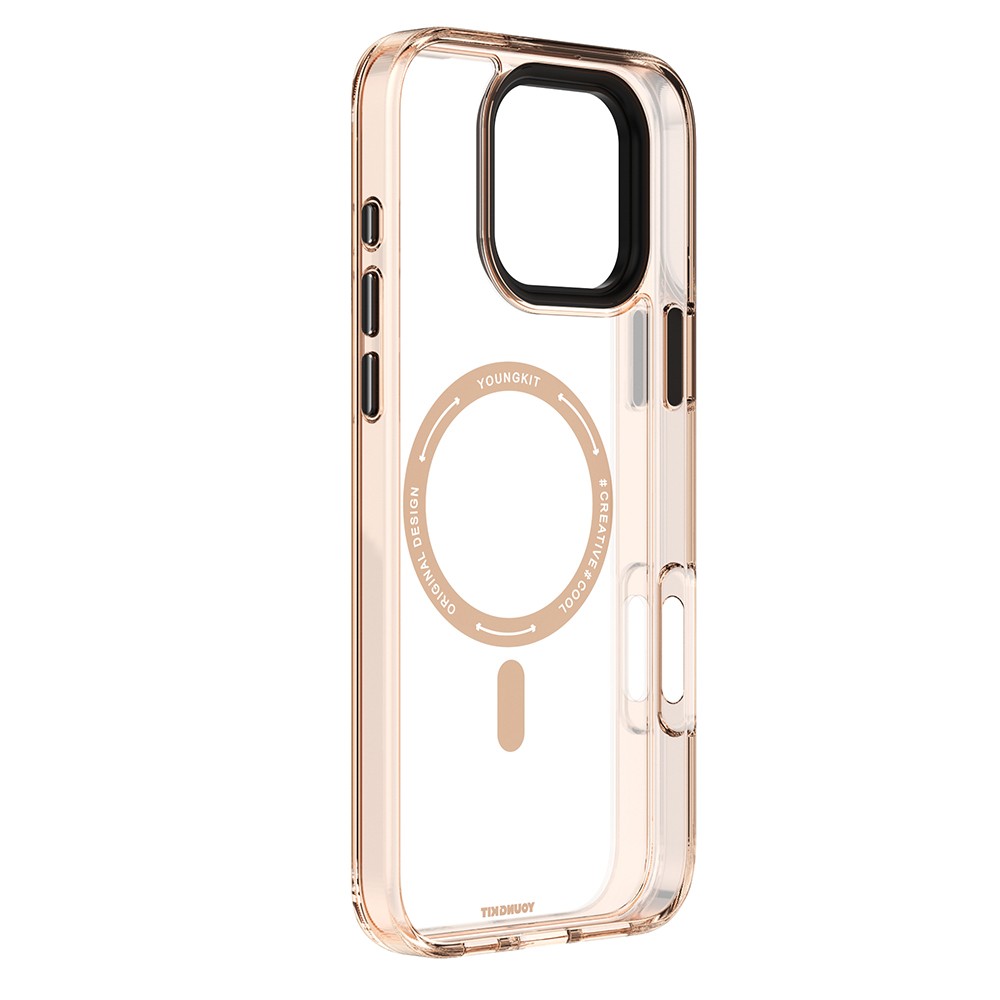 Apple iPhone 16 Pro Kılıf M-safe Şarj Özellikli Cam Arka Yüzey TPU Youngkit Gemstone Clear Serisi Kapak