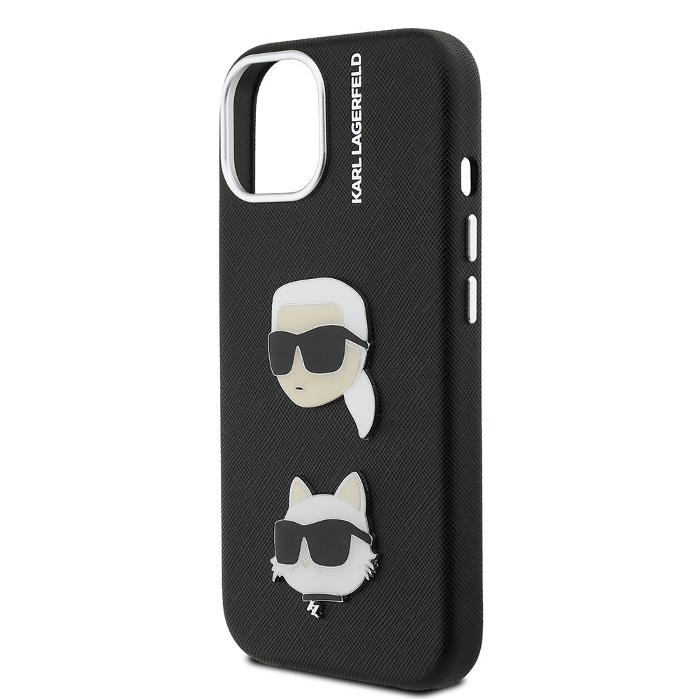Apple iPhone 15 Kılıf Karl Lagerfeld Orjinal Lisanslı K&C Heads Pin Kapak